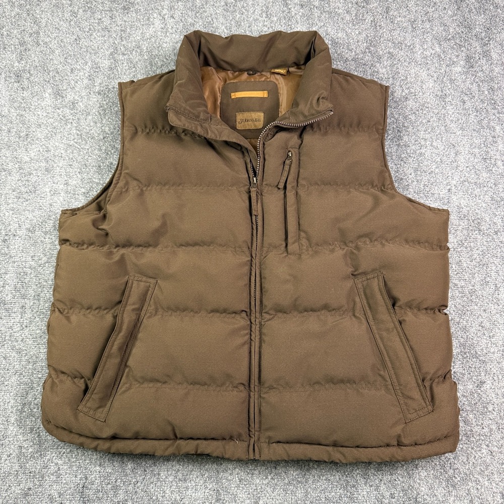 St Johns Bay Mens Puffer Vest XL Brown Quilted Full Zip Insulated Outdoor Y2K